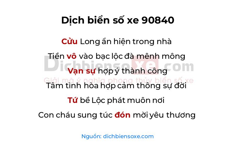 Dịch thơ biển số 90840