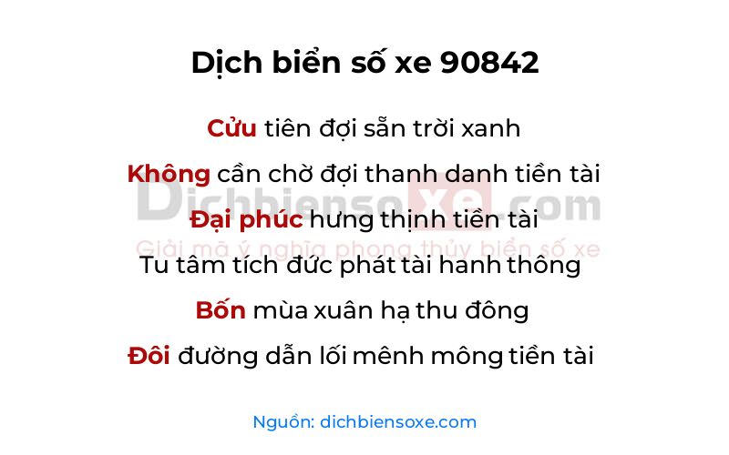 Dịch thơ biển số 90842