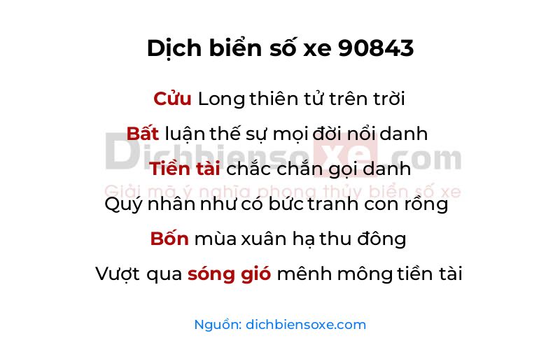 Dịch thơ biển số 90843