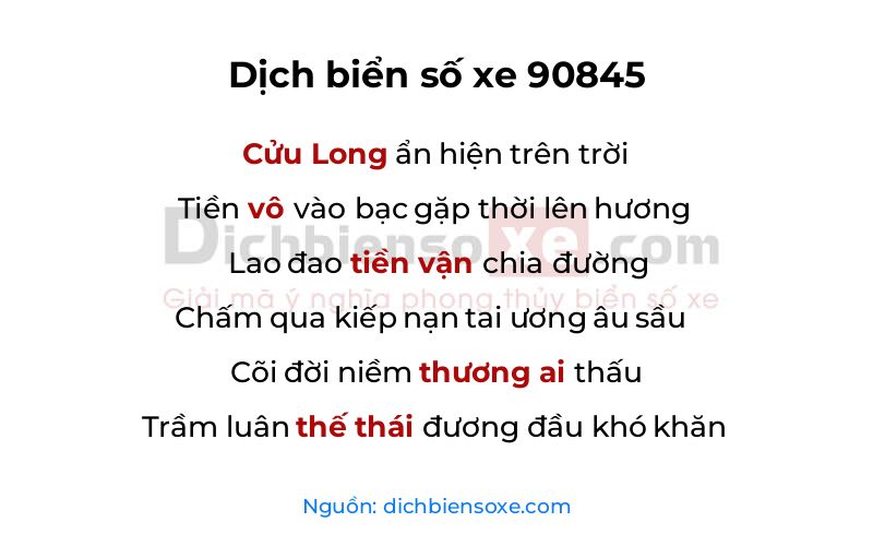 Dịch thơ biển số 90845