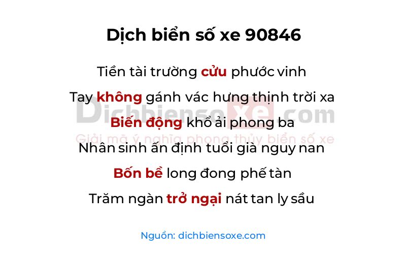 Dịch thơ biển số 90846