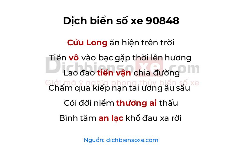 Dịch thơ biển số 90848