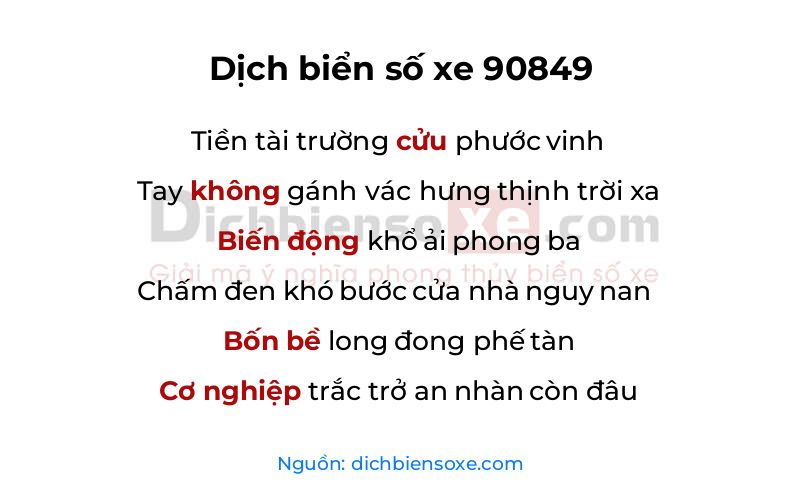 Dịch thơ biển số 90849