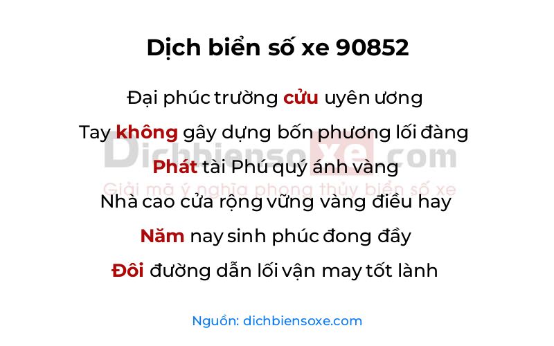 Dịch thơ biển số 90852