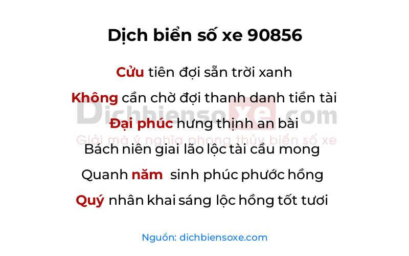 Dịch thơ biển số 90856