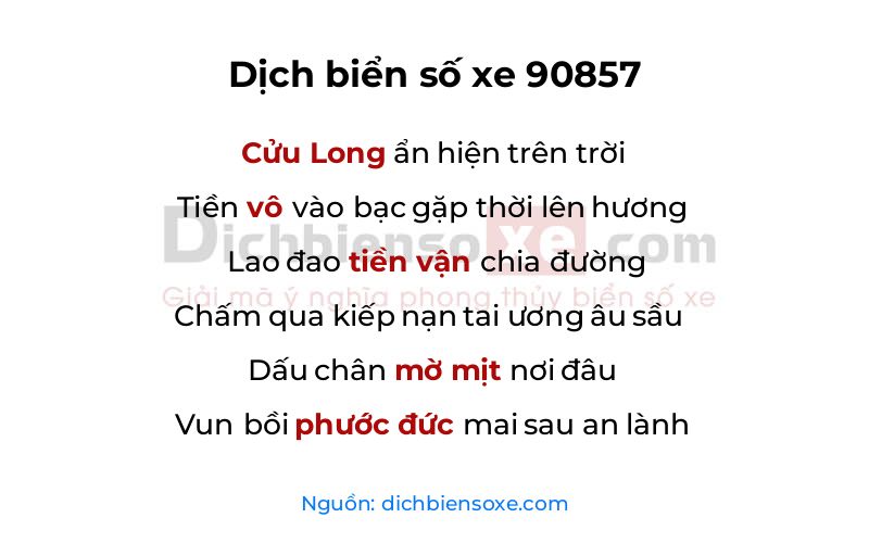 Dịch thơ biển số 90857