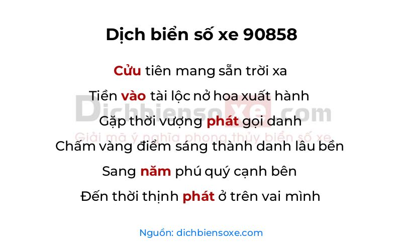 Dịch thơ biển số 90858