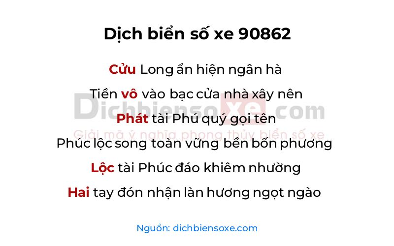 Dịch thơ biển số 90862