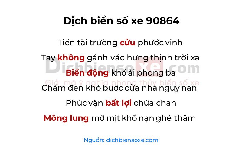 Dịch thơ biển số 90864
