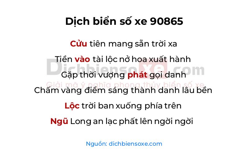 Dịch thơ biển số 90865