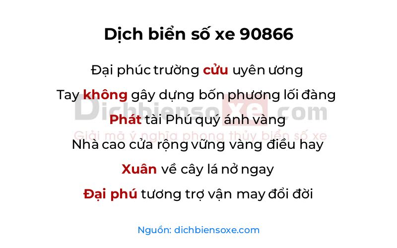 Dịch thơ biển số 90866