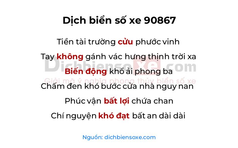 Dịch thơ biển số 90867