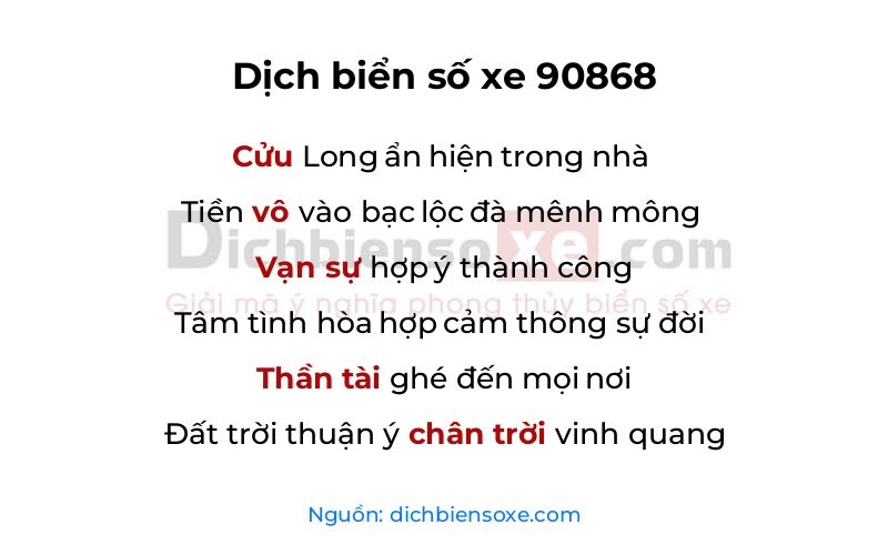 Dịch thơ biển số 90868