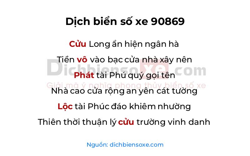 Dịch thơ biển số 90869
