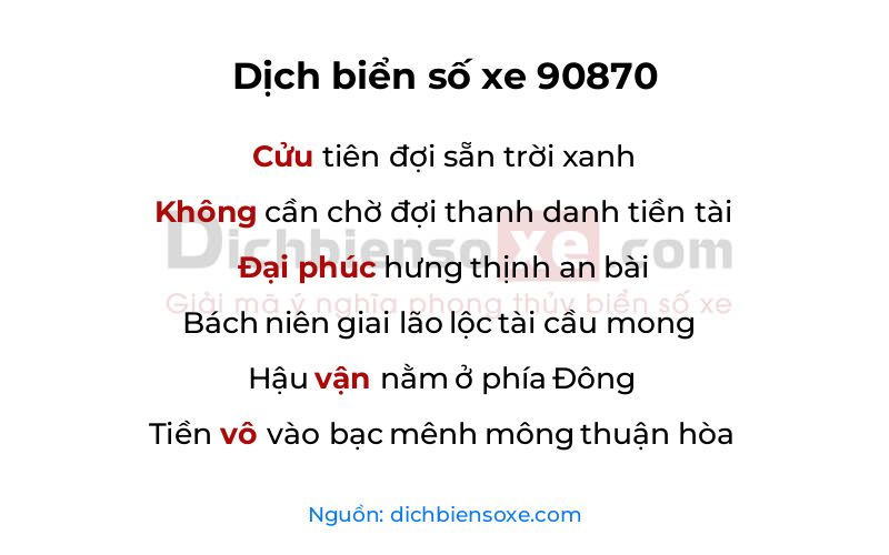 Dịch thơ biển số 90870