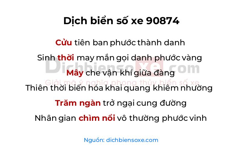 Dịch thơ biển số 90874