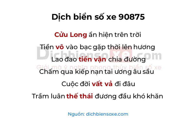 Dịch thơ biển số 90875