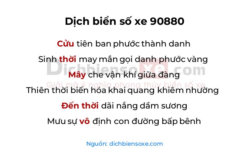 Dịch thơ biển số 90880