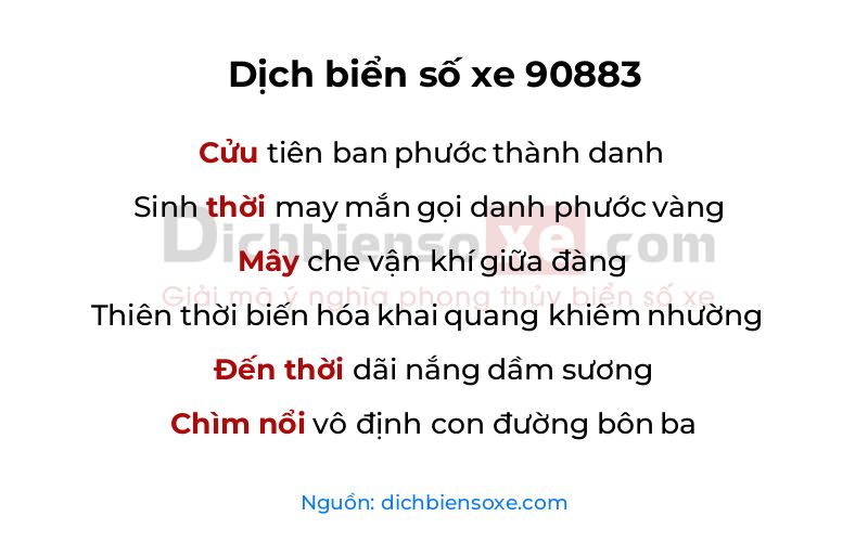 Dịch thơ biển số 90883
