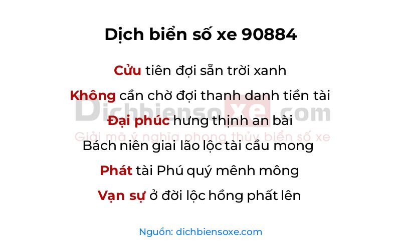Dịch thơ biển số 90884
