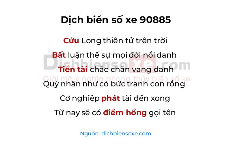 Dịch thơ biển số 90885
