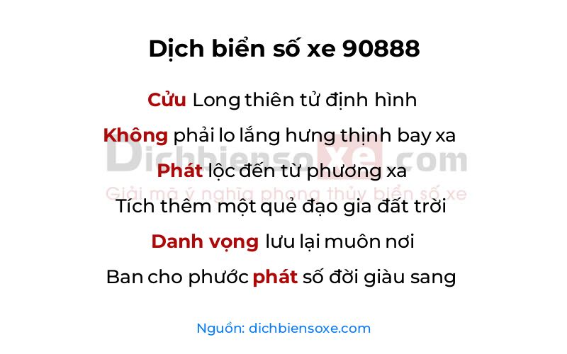 Dịch thơ biển số 90888