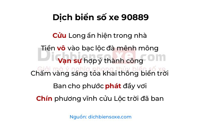 Dịch thơ biển số 90889