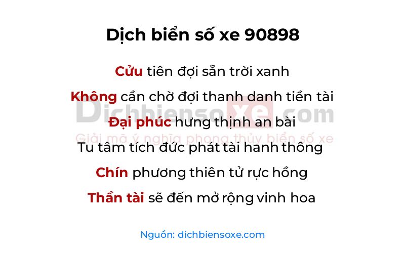 Dịch thơ biển số 90898