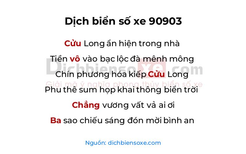 Dịch thơ biển số 90903