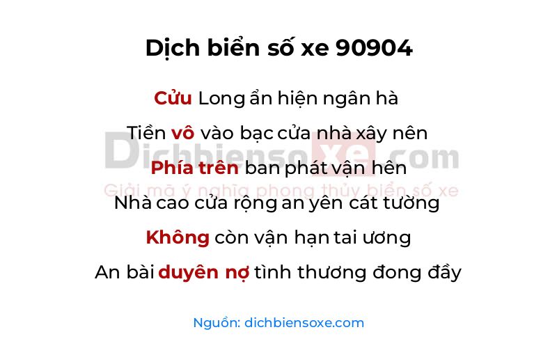 Dịch thơ biển số 90904