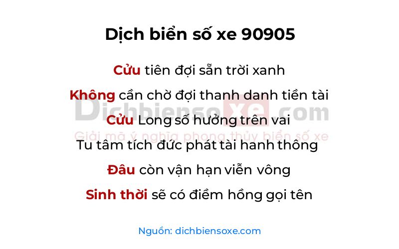 Dịch thơ biển số 90905