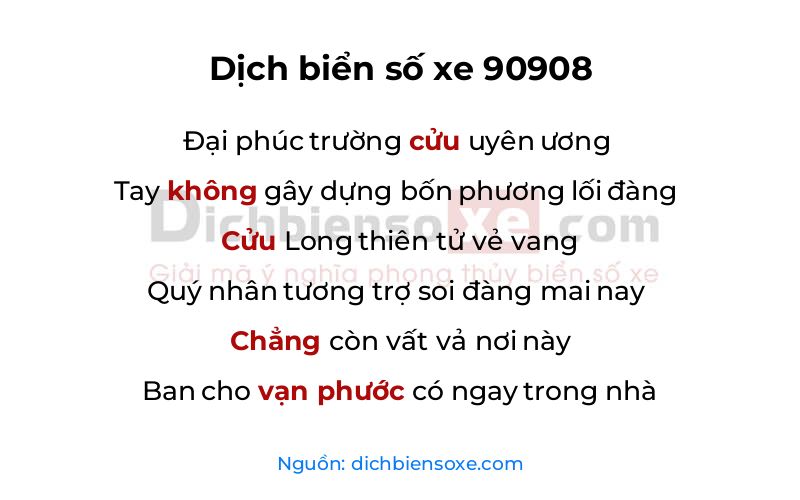Dịch thơ biển số 90908