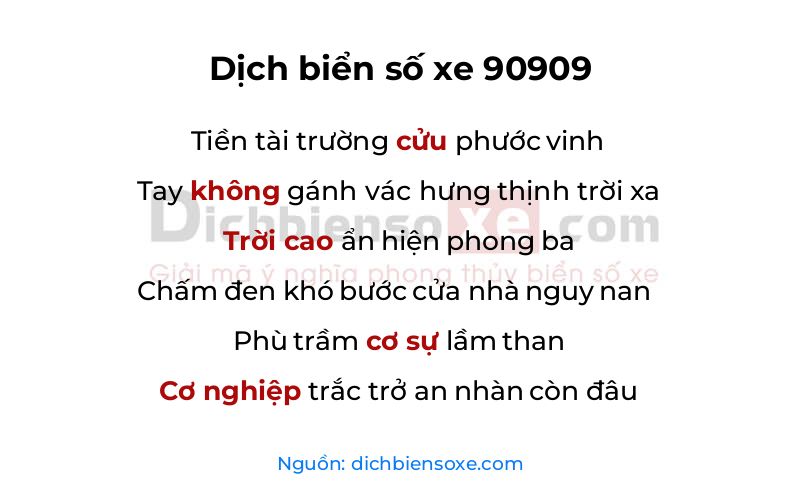 Dịch thơ biển số 90909