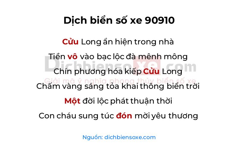 Dịch thơ biển số 90910