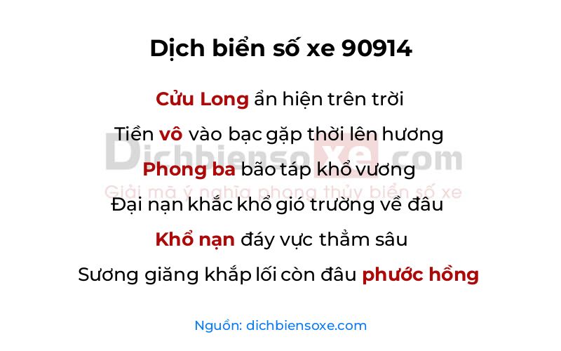 Dịch thơ biển số 90914
