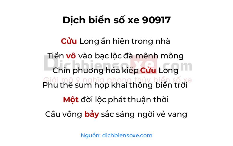 Dịch thơ biển số 90917