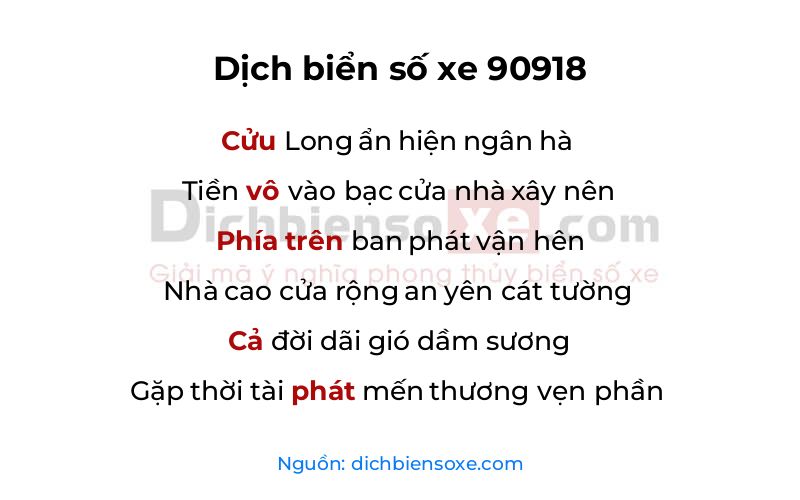Dịch thơ biển số 90918