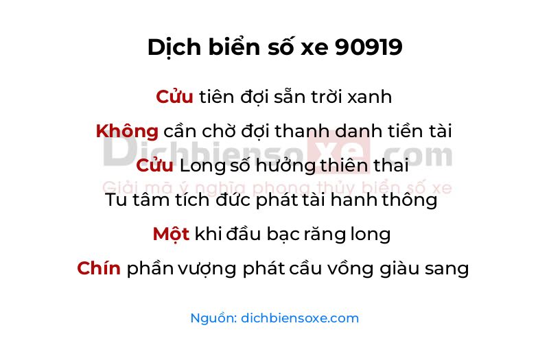 Dịch thơ biển số 90919