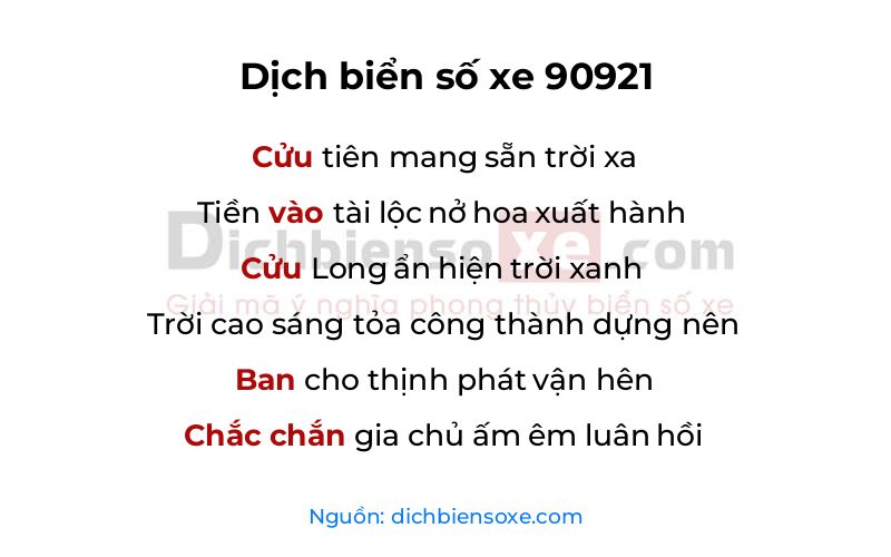 Dịch thơ biển số 90921