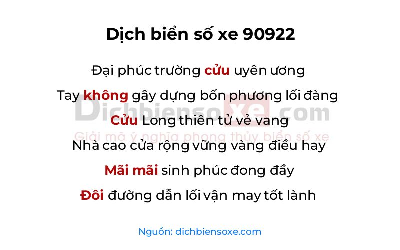 Dịch thơ biển số 90922