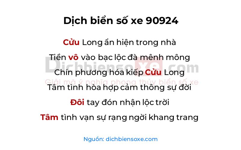 Dịch thơ biển số 90924