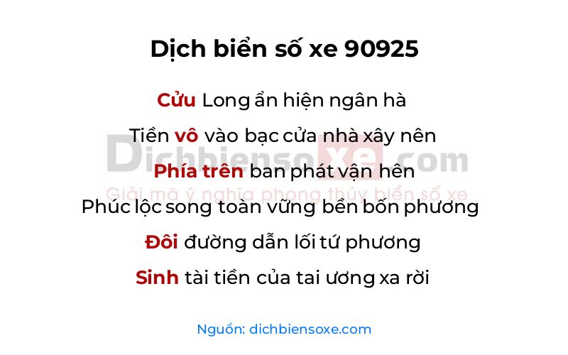 Dịch thơ biển số 90925