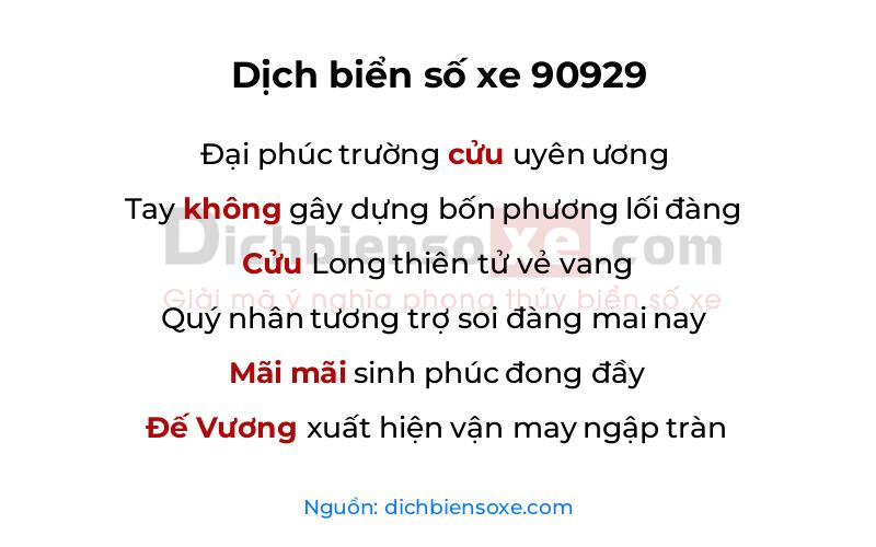 Dịch thơ biển số 90929