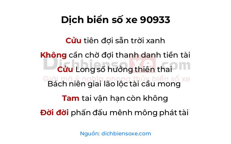 Dịch thơ biển số 90933