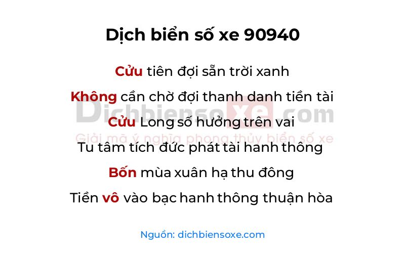 Dịch thơ biển số 90940