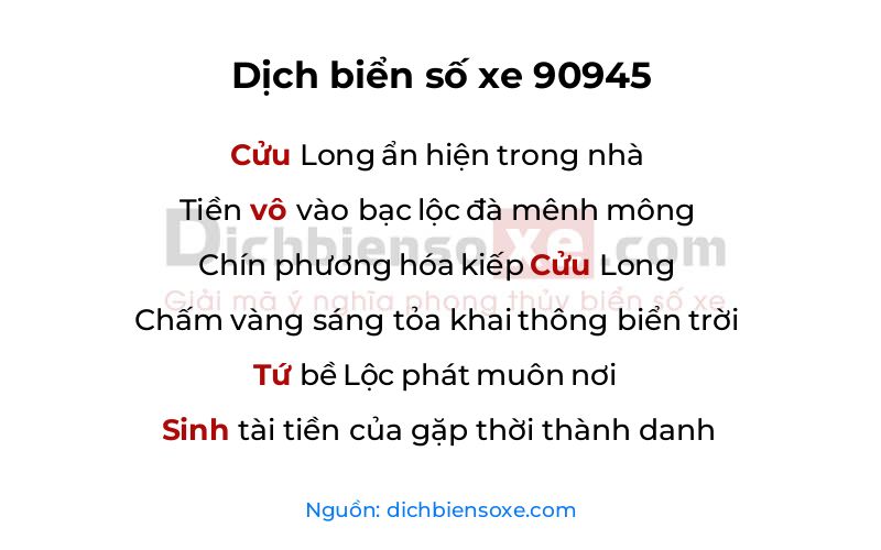 Dịch thơ biển số 90945