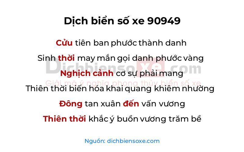 Dịch thơ biển số 90949