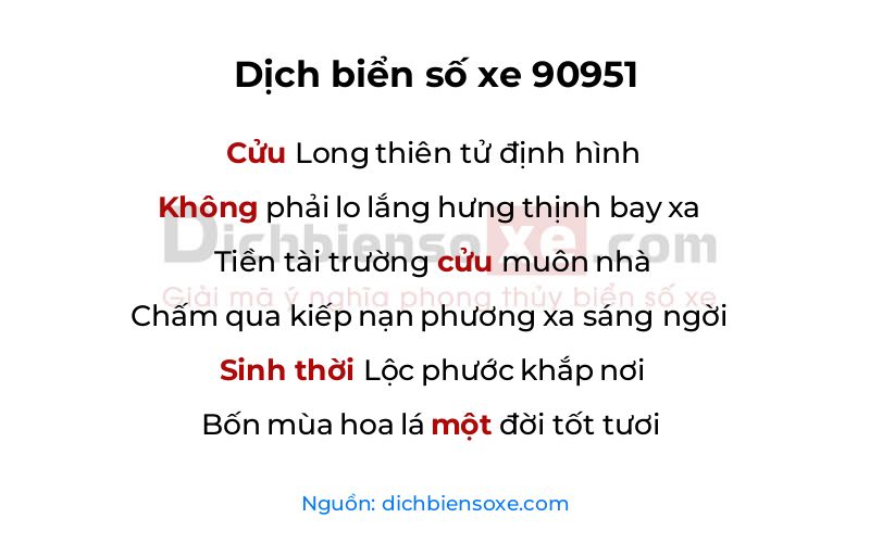 Dịch thơ biển số 90951