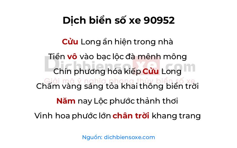 Dịch thơ biển số 90952