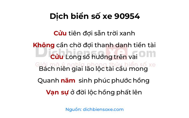 Dịch thơ biển số 90954